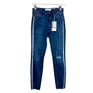Zara Blue Silver Mid Rise Skinny Jeans New